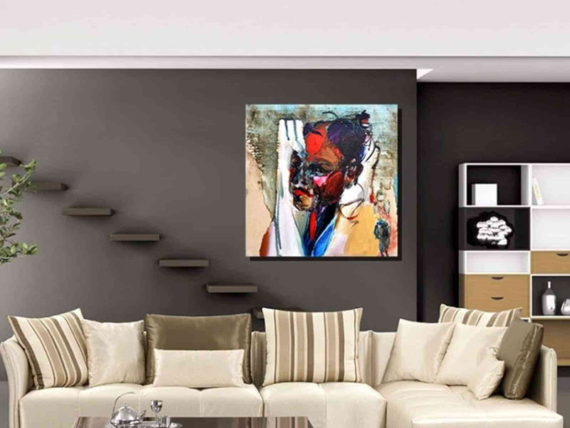 Yeni Stil Sanat Kanvas Tablo 50x50 cm African Asb Tract - Yağlı Boya Efektli Kanvas Tablo