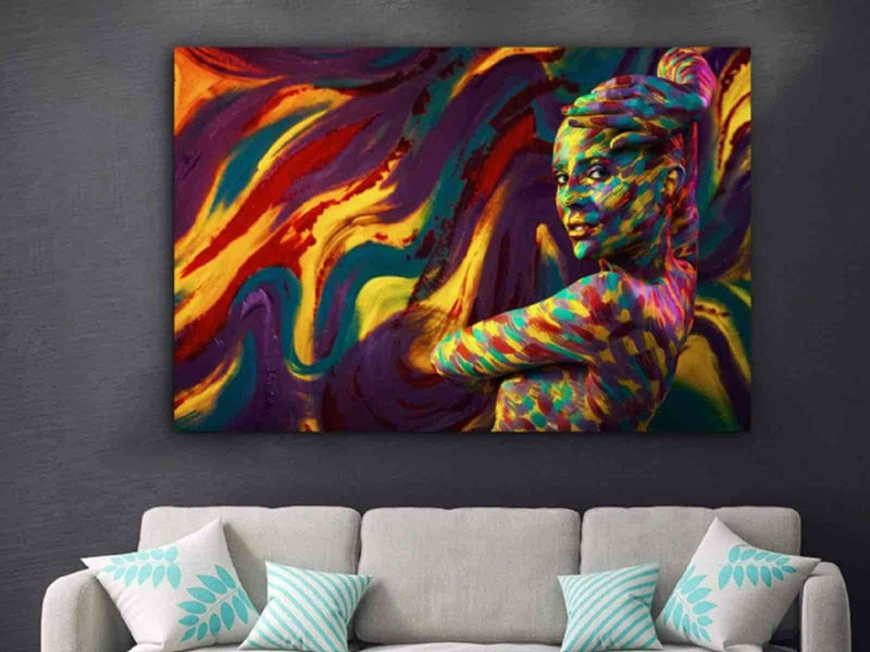 Yeni Stil Sanat Kanvas Tablo 50x50cm Renklerin Dansı 3 - Yağlı Boya Efektli Kanvas Tablo