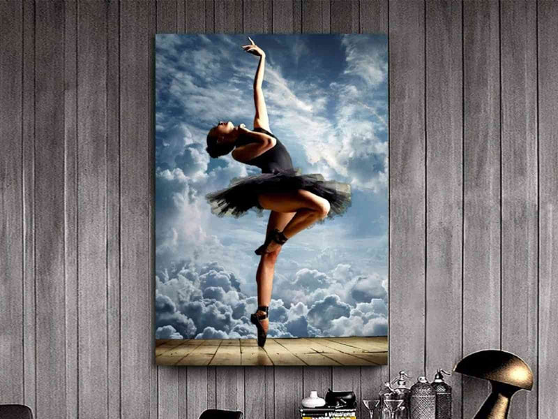 Yeni Stil Sanat Kanvas Tablo 50x80 cm Ballerina Over Clouds Kanvas Tablo