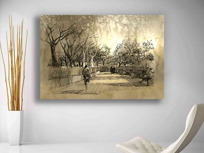 Yeni Stil Sanat Old Cıty - Yağlı Boya Efektli Kanvas Tablo