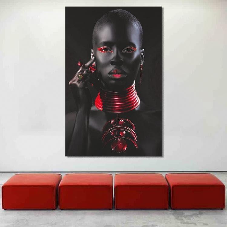 Yeni Stil Sanat Sim İşlemeli Tablolar 50x70 cm Red On Black - Simli Kanvas Tablo Kırmızı Sim İşlemeli Kanvas Tablo
