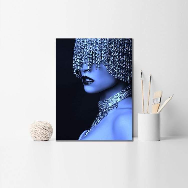 yeni stil sanat Sim İşlemeli Tablolar Boncuklu Mavi - Gümüş Simli Kanvas Tablo Sim İşlemeli Kanvas Tablo