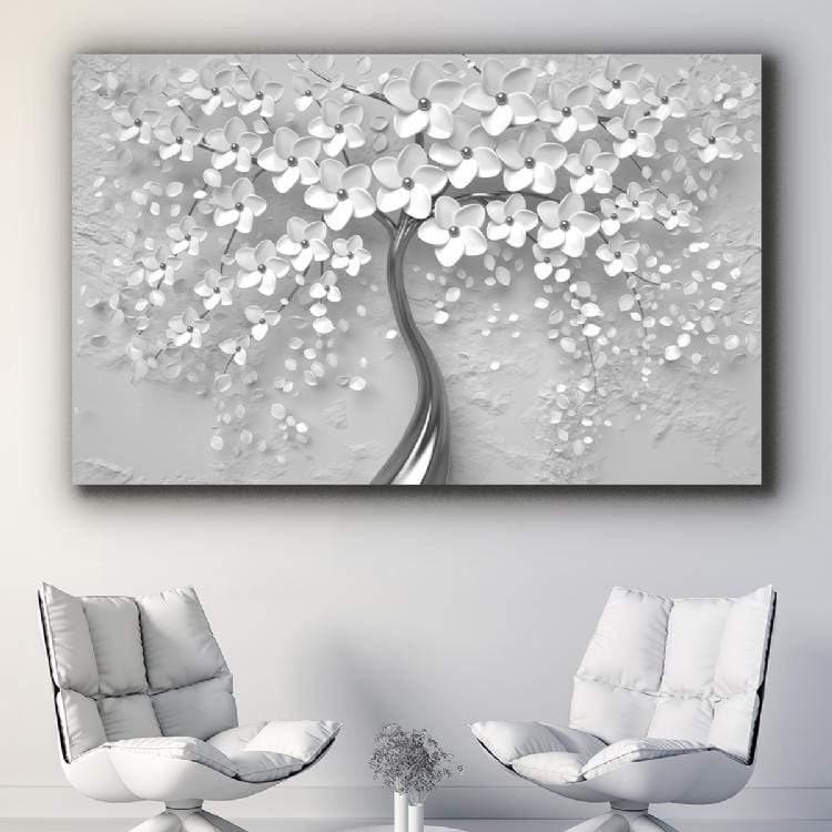 yeni stil sanat Sim İşlemeli Tablolar Düğün Çiçekleri Gümüş - Simli Kanvas Tablo Gümüş Sim İşlemeli Kanvas Tablo