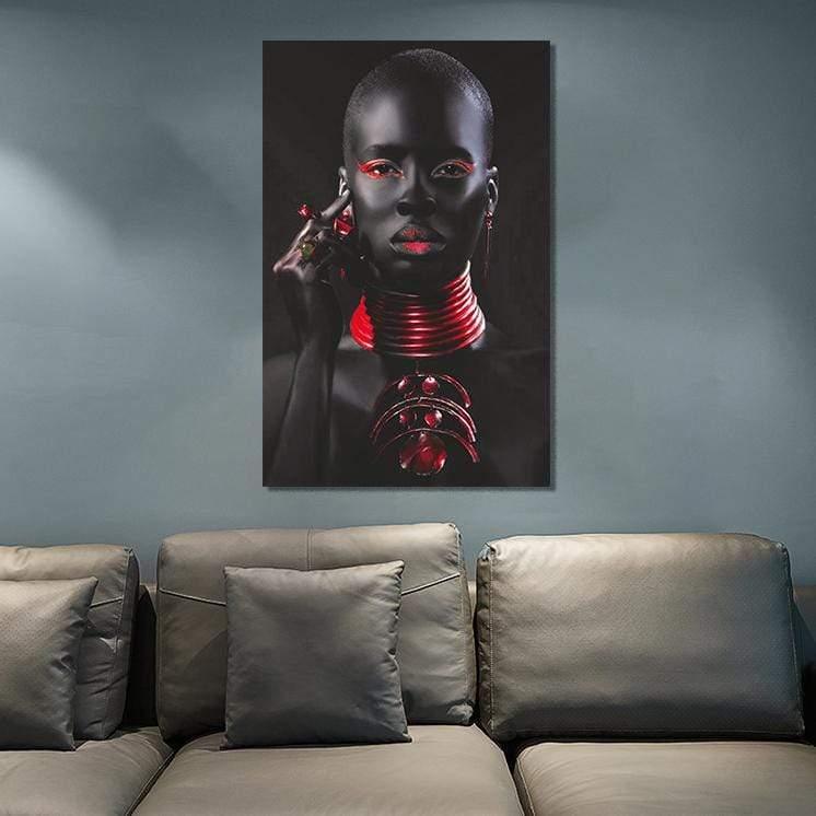 Yeni Stil Sanat Sim İşlemeli Tablolar Red On Black - Simli Kanvas Tablo Kırmızı Sim İşlemeli Kanvas Tablo